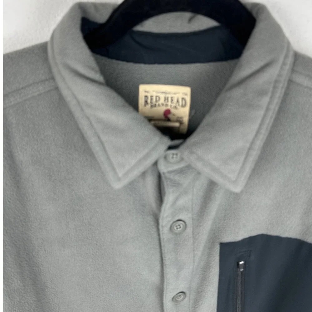 RedHead Gray Fleece Shacket Mens XL‎ Shirt Jacket Long Sleeve Button Up Pocket